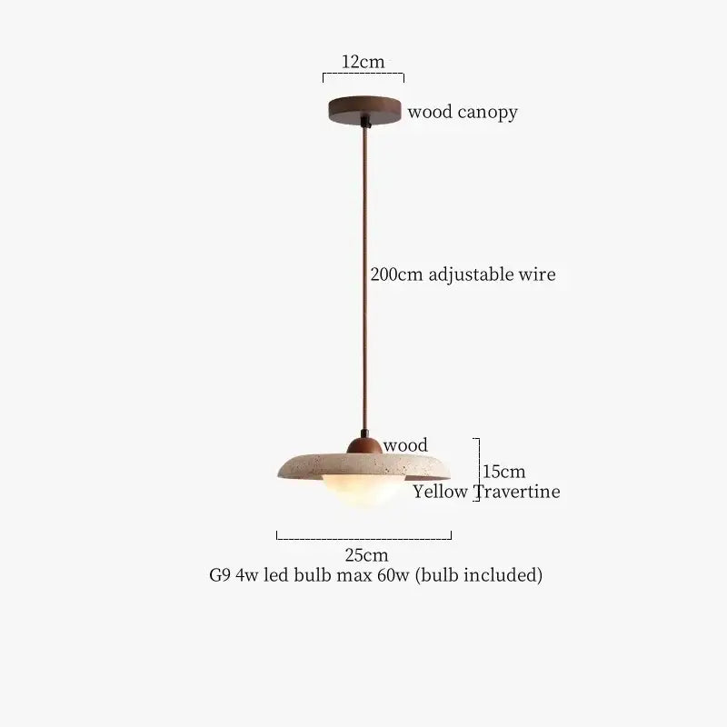 Minimalist wood and concrete led pendant lamp dining room