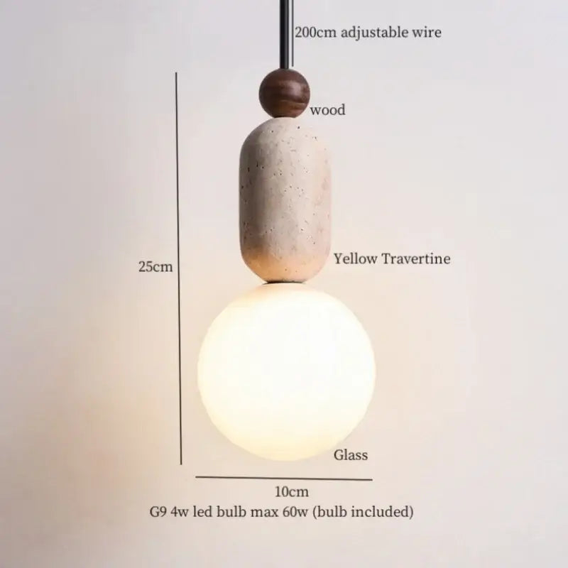 Minimalist wood and concrete led pendant lamp dining room