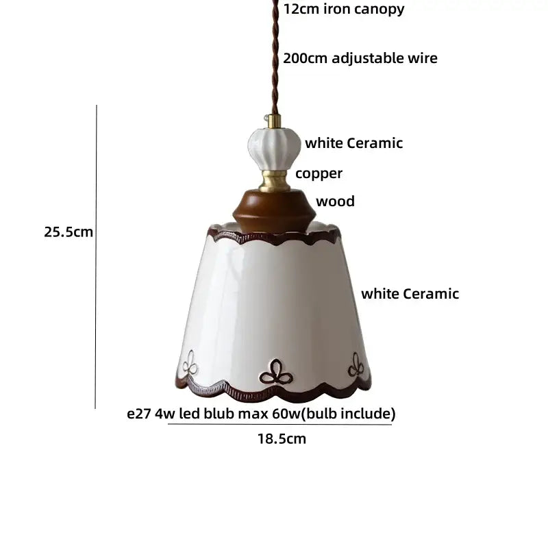 Modern scalloped pink ceramic led pendant lamp for living room