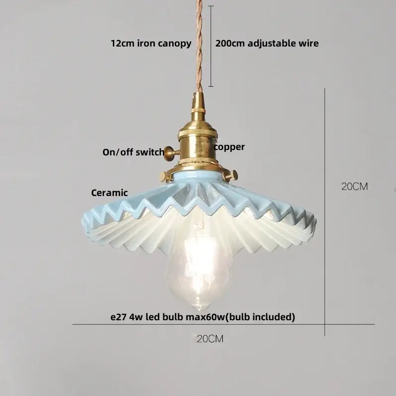 Modern scalloped pink ceramic led pendant lamp for living room