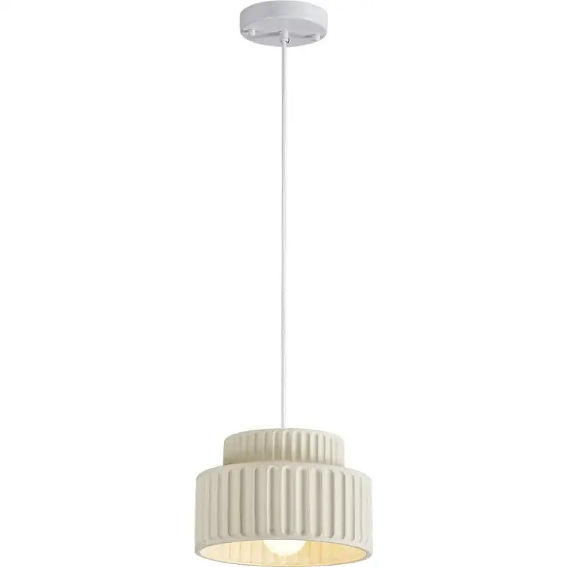 Modern ribbed cream led pendant lamp dining room ceramic light