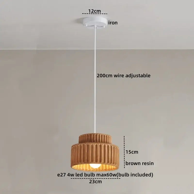 Modern ribbed cream led pendant lamp dining room ceramic light