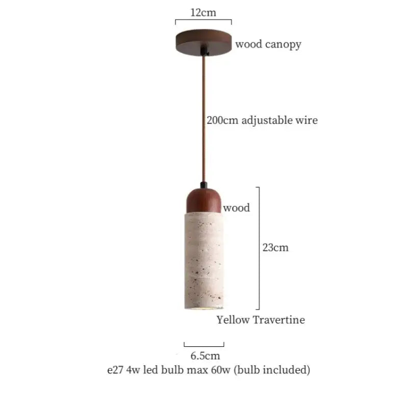 Wabi sabi yellow travertine led pendant lamp kitchen circular light