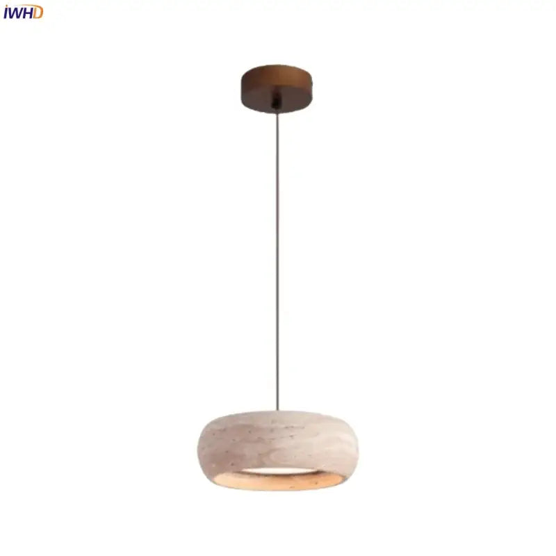 Wabi sabi yellow travertine led pendant lamp kitchen circular light