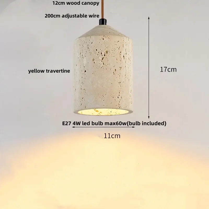 Japanese yellow travertine led pendant lamp kitchen hanging light