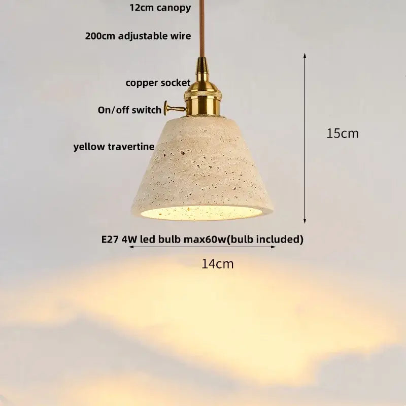 Japanese yellow travertine led pendant lamp kitchen hanging light