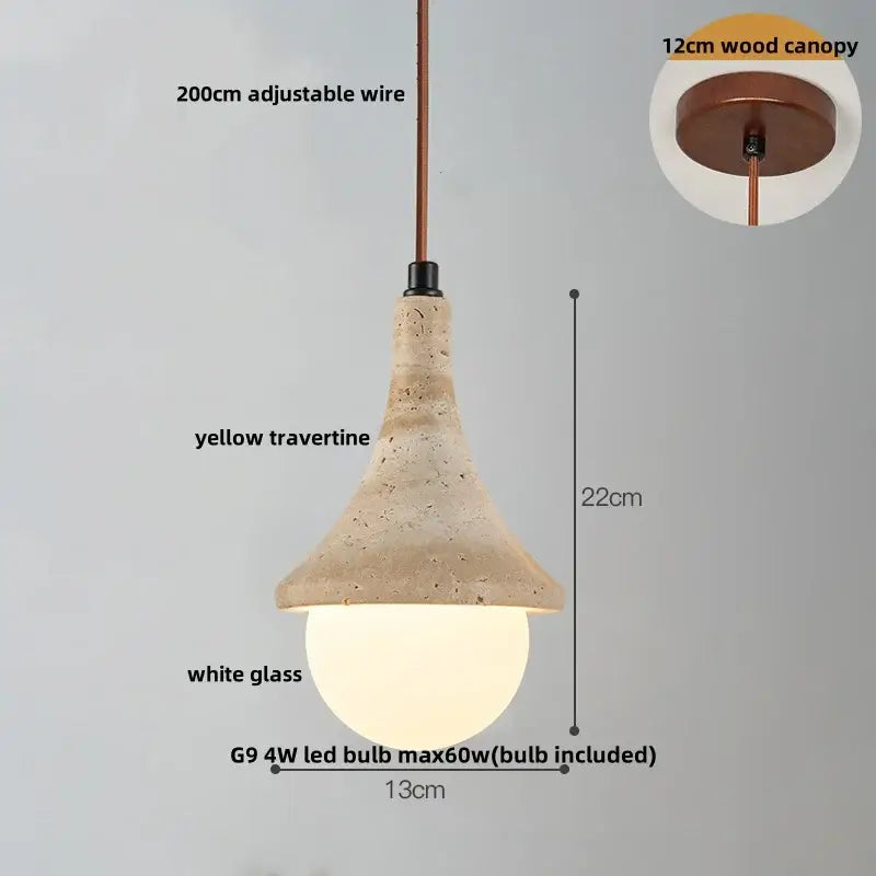 Japanese yellow travertine led pendant lamp kitchen hanging light