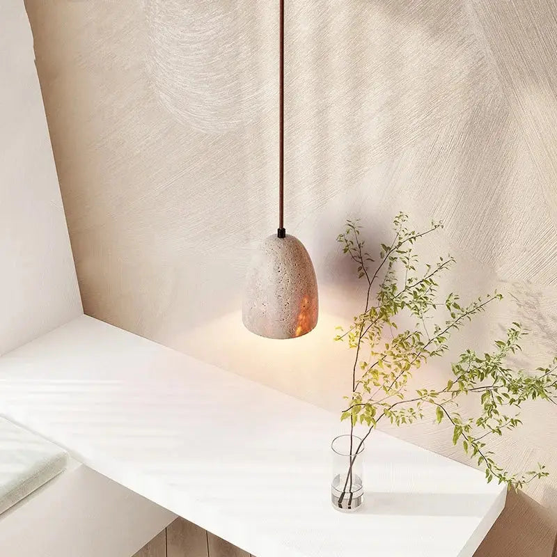 Japanese yellow travertine led pendant lamp for dining room