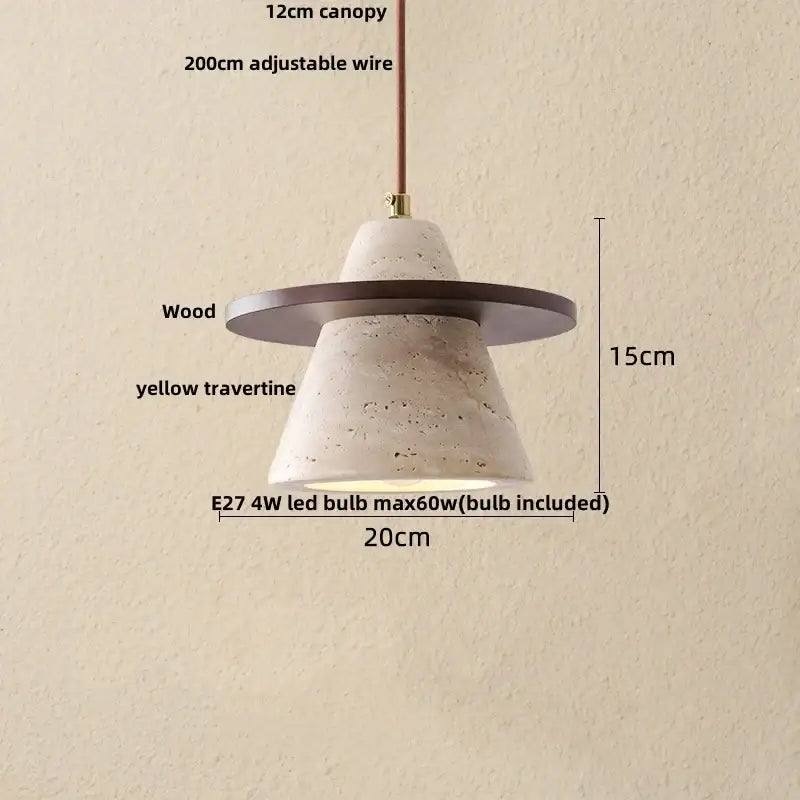 Japanese yellow travertine led pendant lamp for dining room