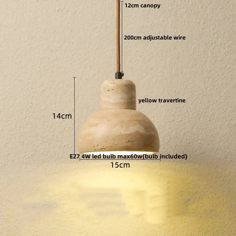 Japanese yellow travertine led pendant lamp for dining room