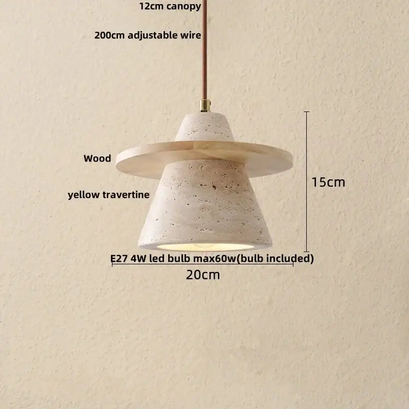 Japanese yellow travertine led pendant lamp for dining room