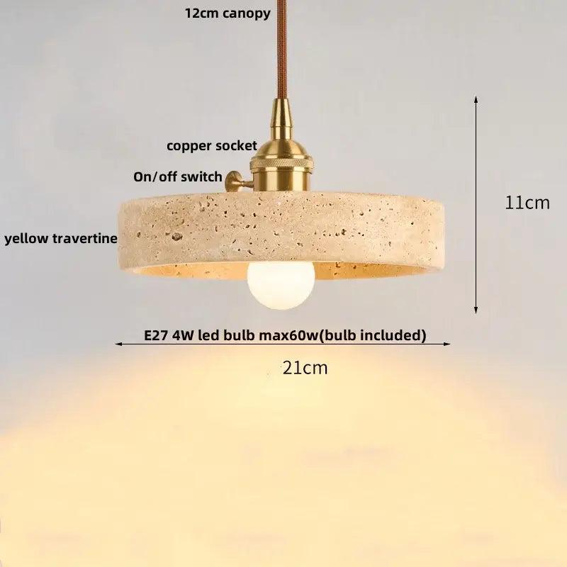 Japanese yellow travertine led pendant lamp for dining room