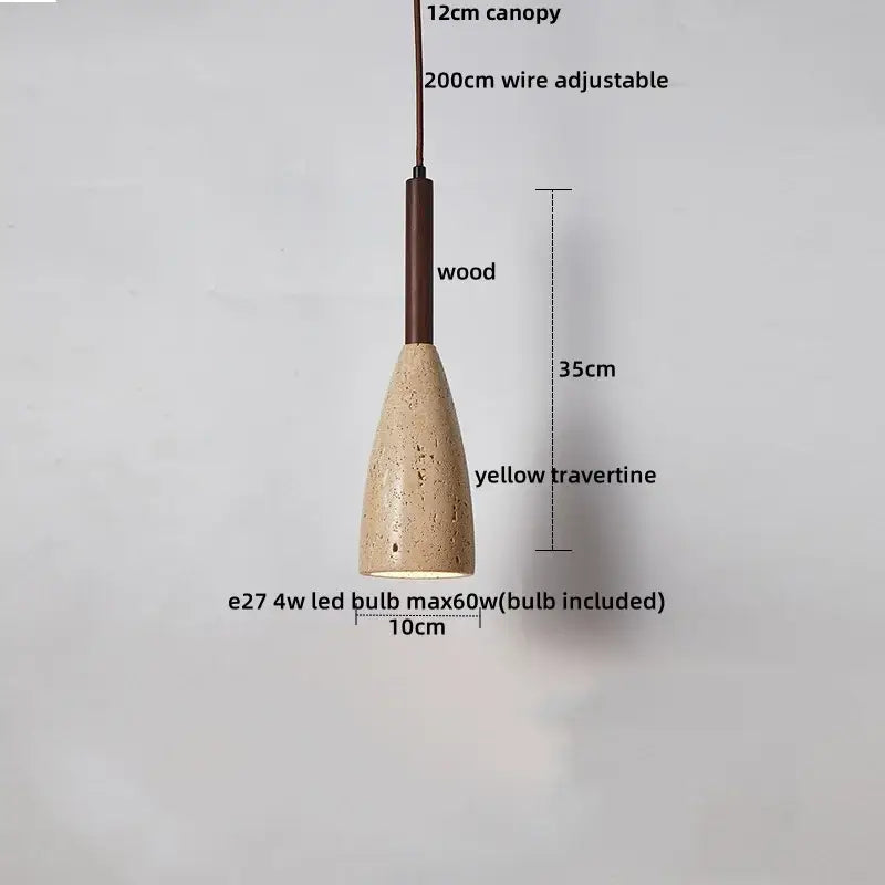 Minimalist off-white concrete and wood led pendant lamp dining room