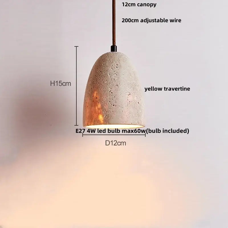Minimalist off-white concrete and wood led pendant lamp dining room