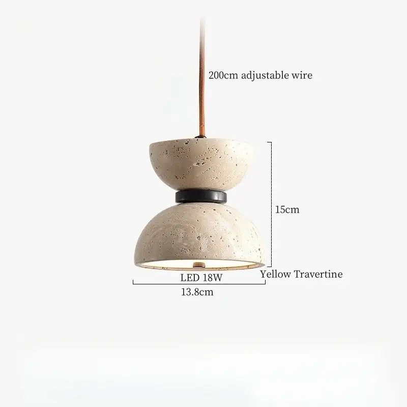 Yellow travertine wood led pendant lamp dining room minimalist light