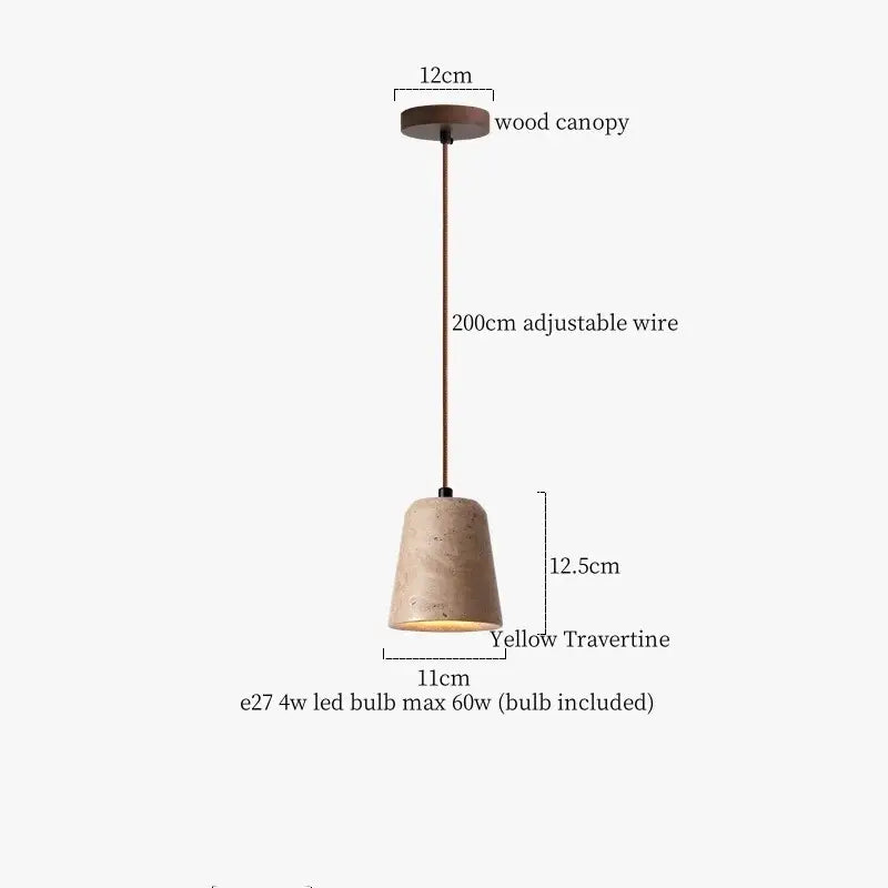 Yellow travertine wood led pendant lamp dining room minimalist light