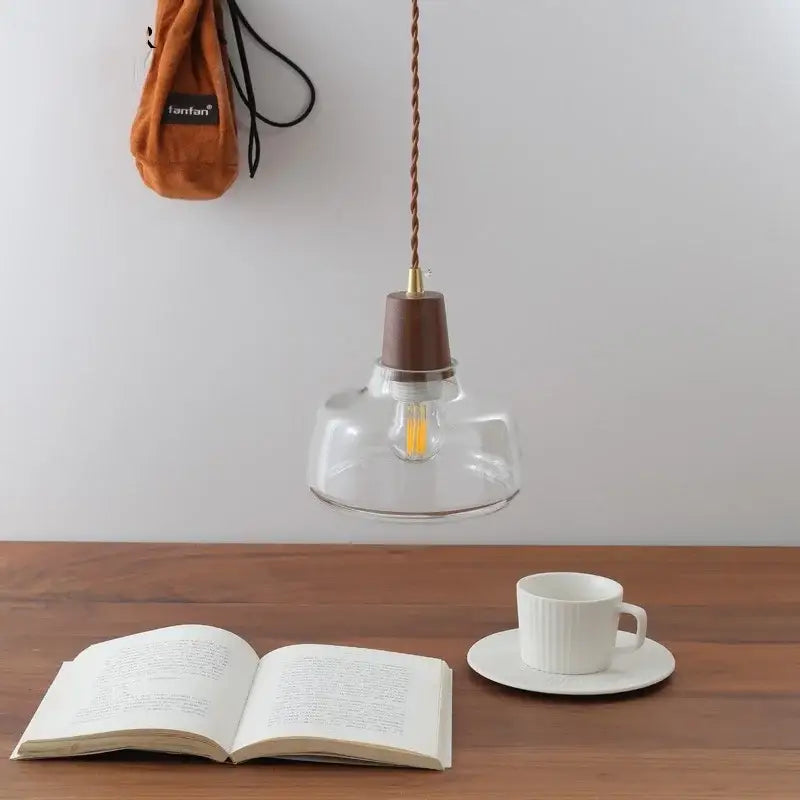 Modern walnut & glass decorbites led pendant lamp kitchen lighting