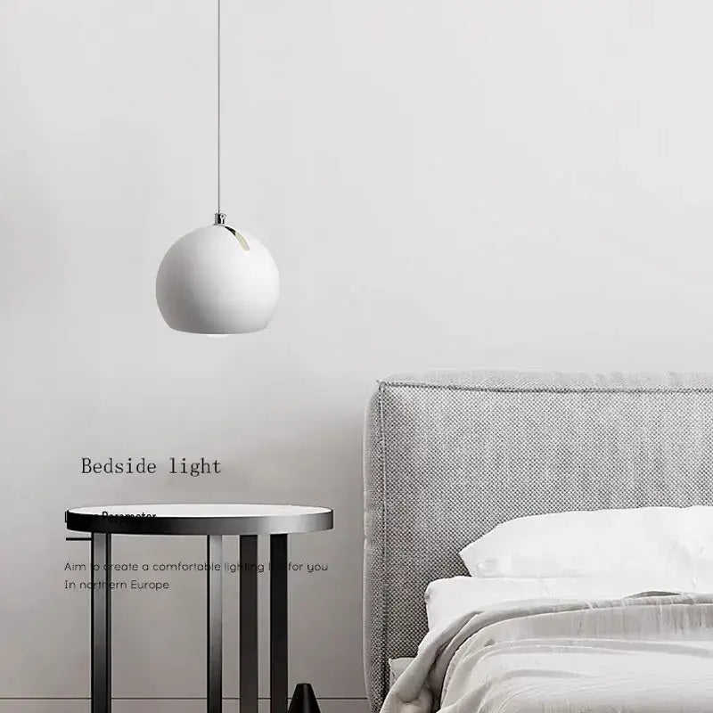 Minimalist matte white led pendant light dining room set