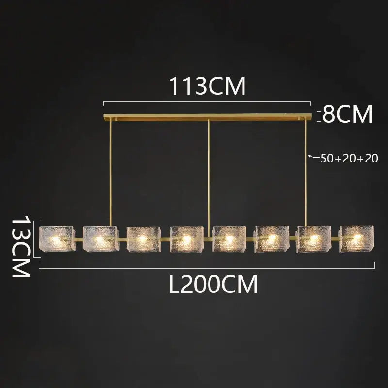 Modern gold textured glass led pendant light for dining room