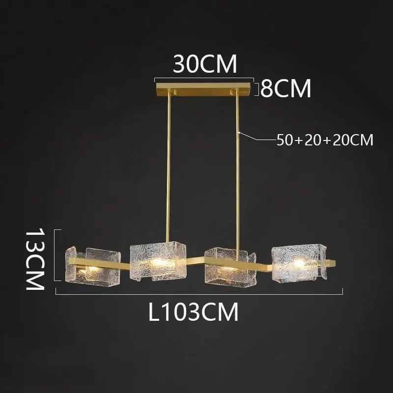 Modern gold textured glass led pendant light for dining room