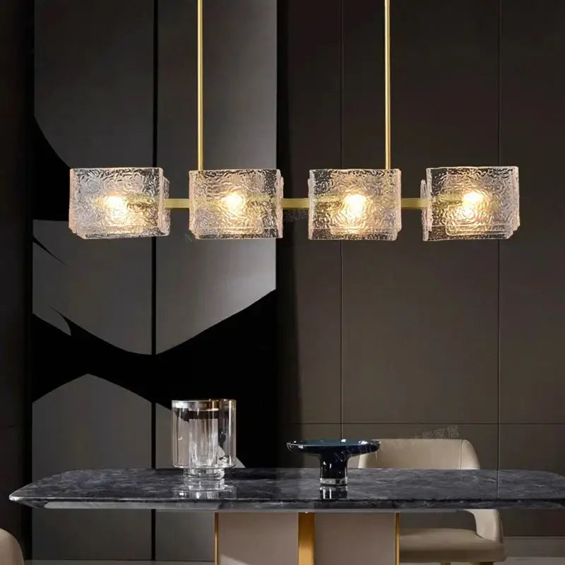 Modern gold textured glass led pendant light for dining room