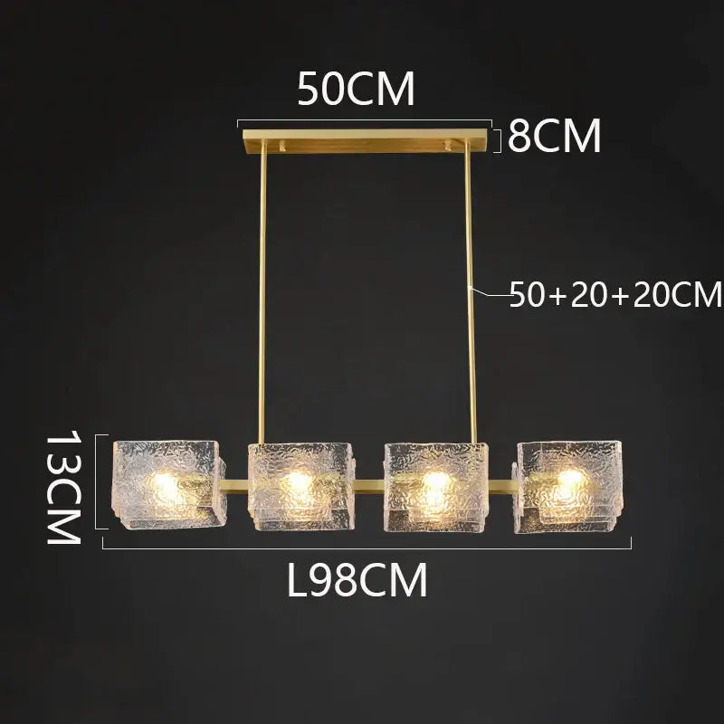 Modern gold textured glass led pendant light for dining room