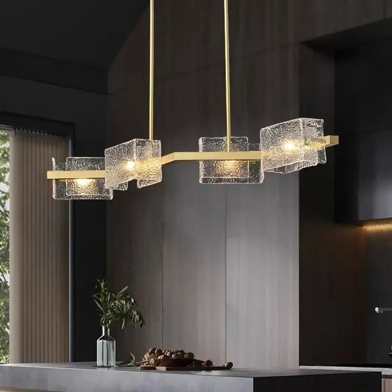 Modern gold textured glass led pendant light for dining room