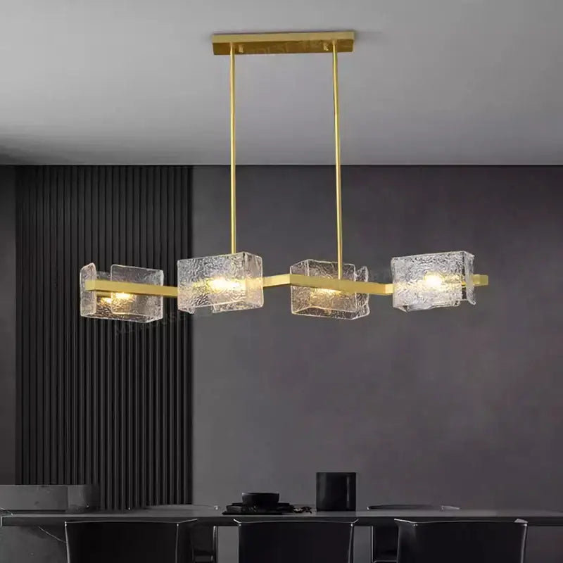 Modern gold textured glass led pendant light for dining room