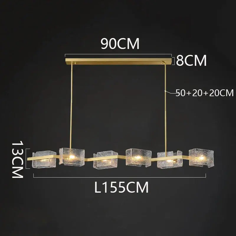 Modern gold textured glass led pendant light for dining room