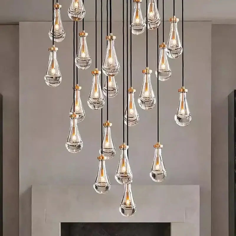 Modern black rectangular led pendant light chandeliers living room