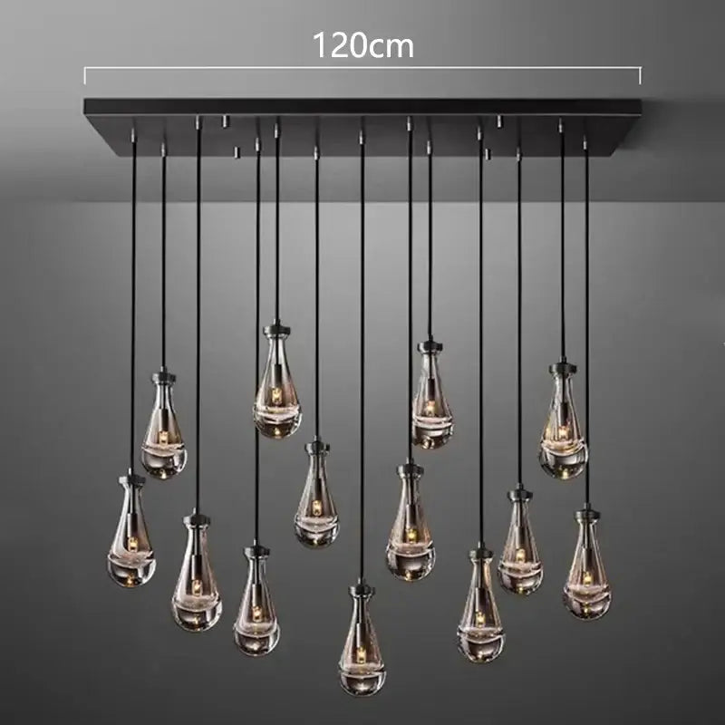 Modern black rectangular led pendant light chandeliers living room