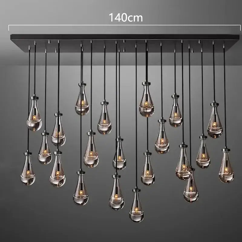 Modern black rectangular led pendant light chandeliers living room