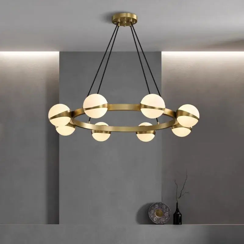 Modern gold frosted globe led pendant light chandelier dining room
