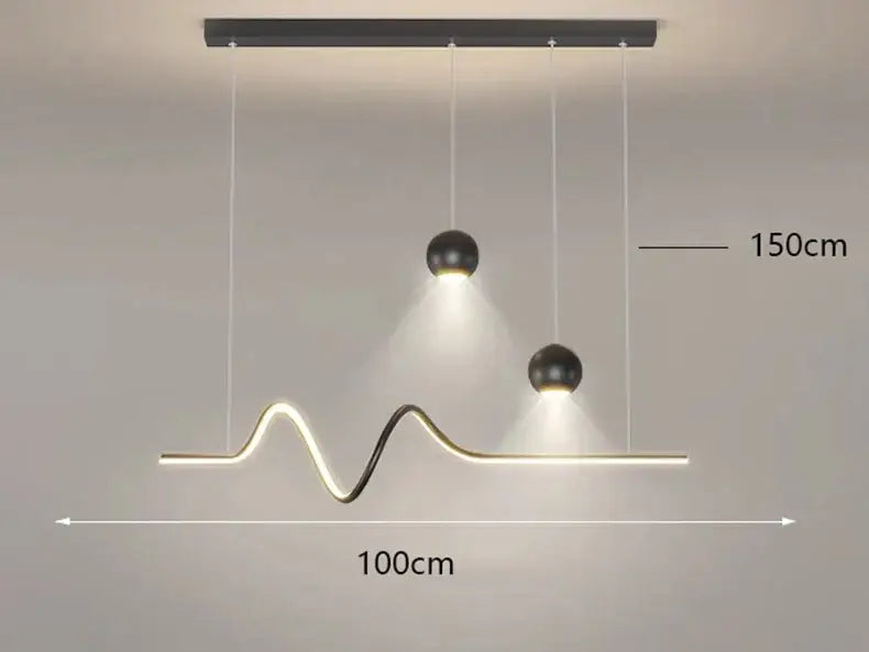 Modern black & gold geometric led pendant light for dining room