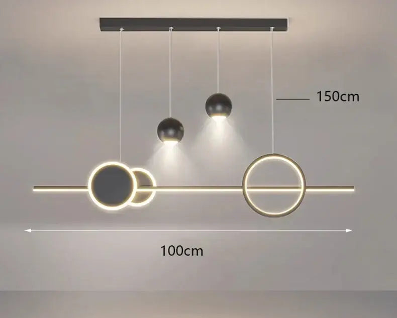 Modern black & gold geometric led pendant light for dining room
