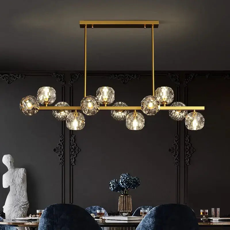 Modern gold crystal globe led pendant light dining room