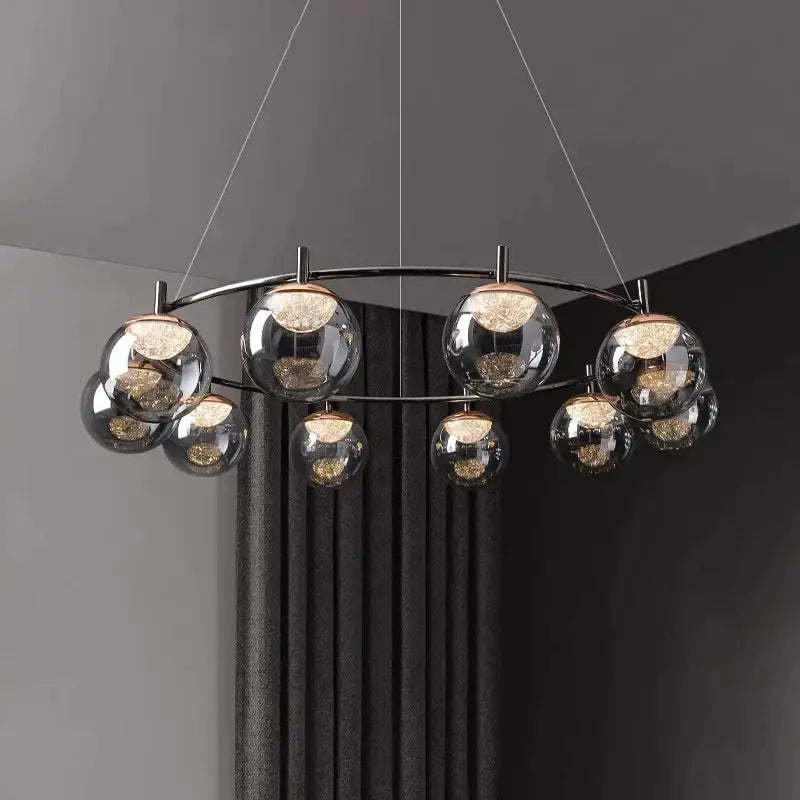 Modern black metal led pendant light chandelier dining room