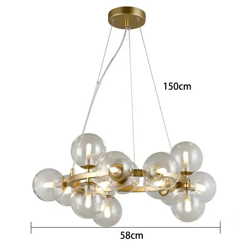 Modern gold globe led pendant light for dining room