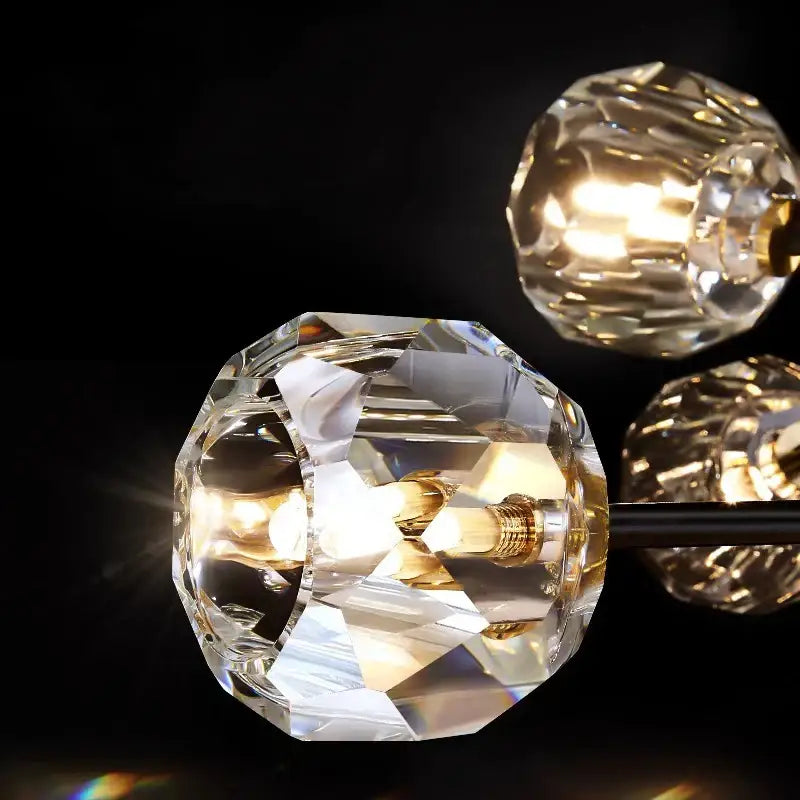 Modern gold crystal globe led pendant light dining room
