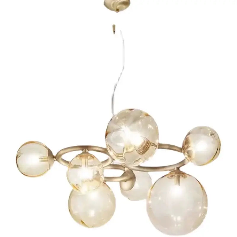 Modern brass multi orb led pendant light dining room