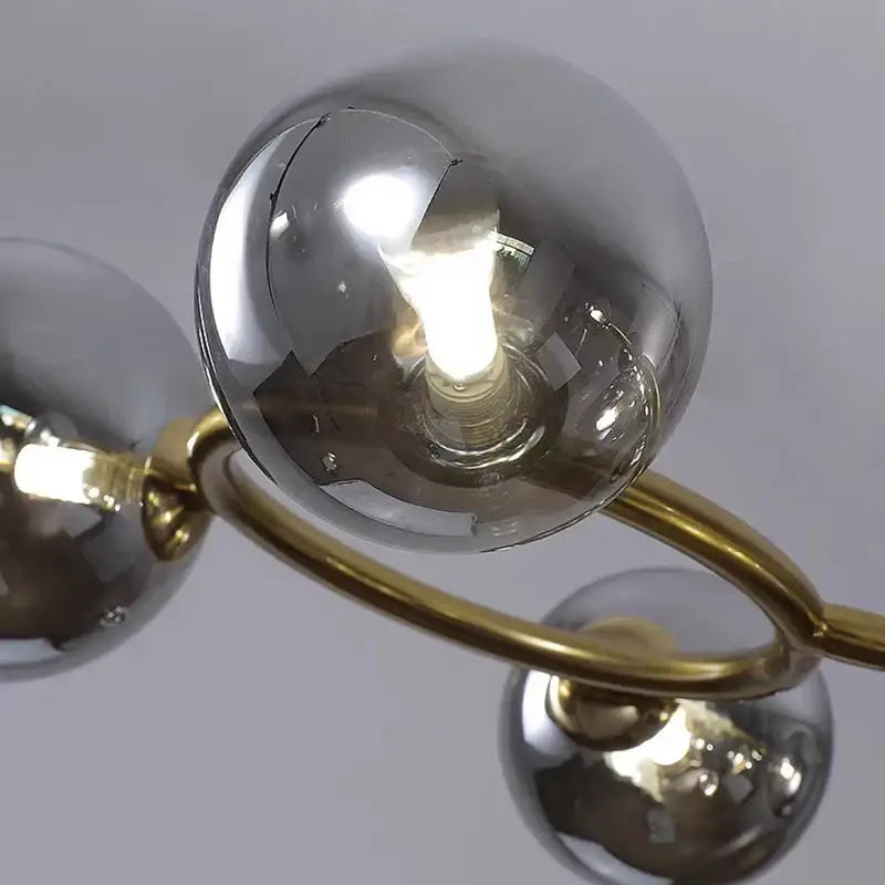 Modern brass multi orb led pendant light dining room
