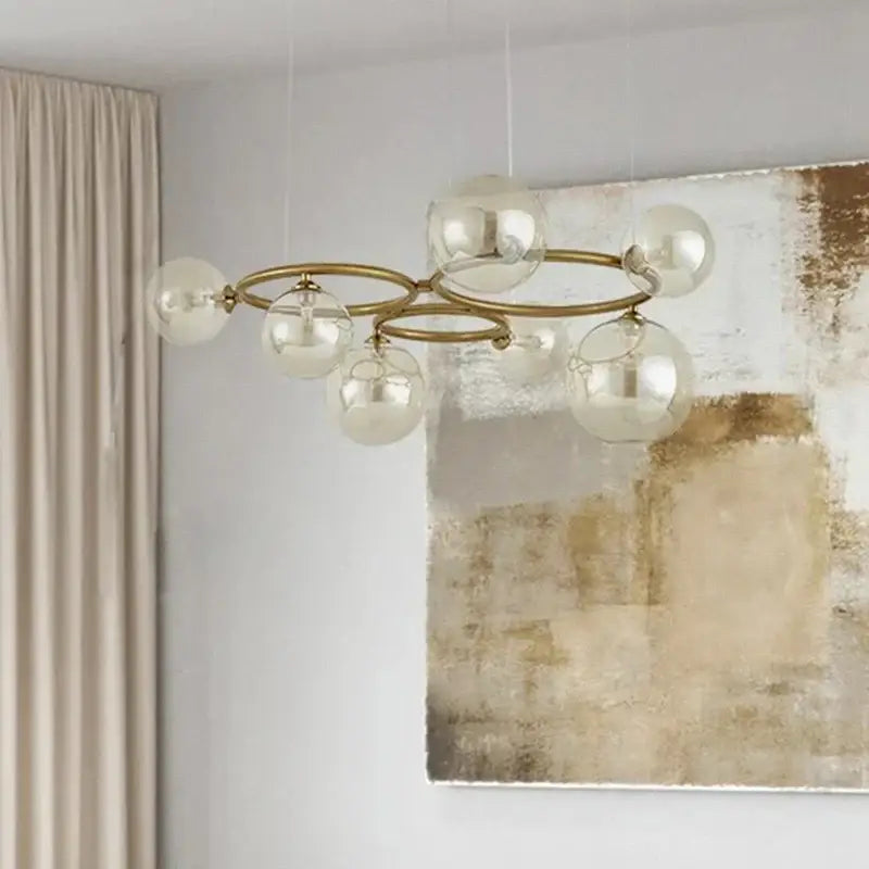 Modern brass multi orb led pendant light dining room
