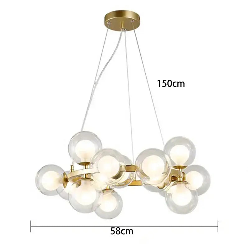 Modern gold globe led pendant light for dining room