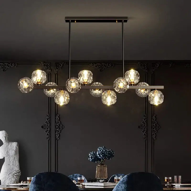 Modern gold crystal globe led pendant light dining room