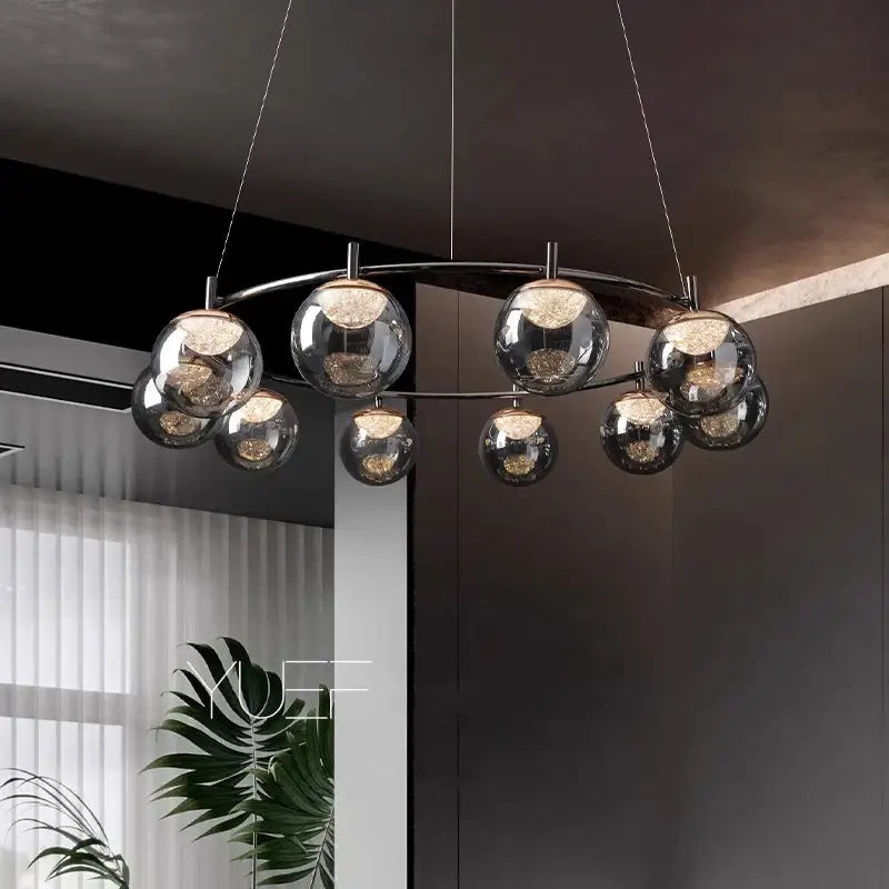 Modern black metal led pendant light chandelier dining room