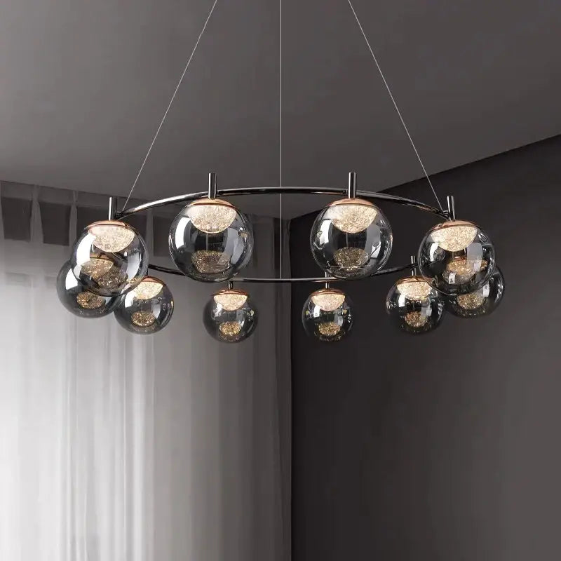 Modern black metal led pendant light chandelier dining room