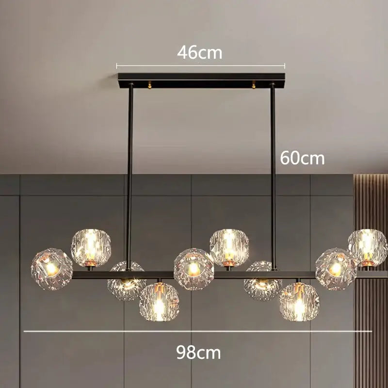 Modern gold crystal globe led pendant light dining room