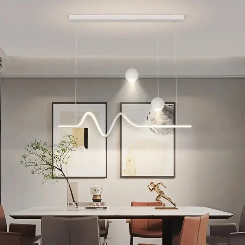 Modern black & gold geometric led pendant light for dining room