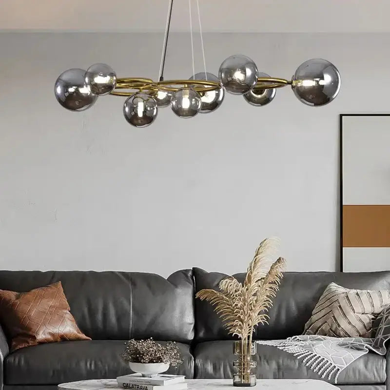 Modern brass multi orb led pendant light dining room
