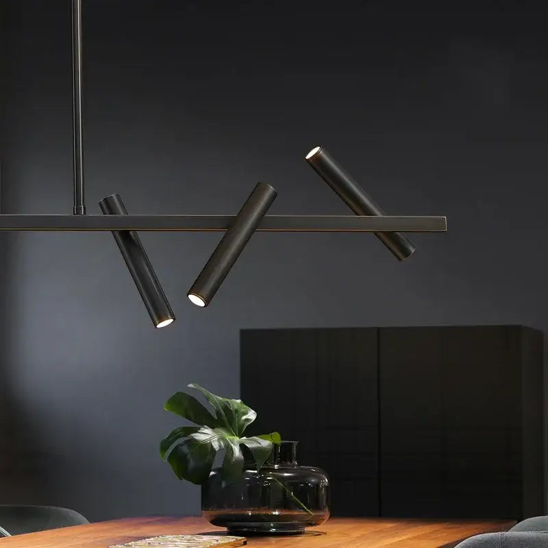 Modern black minimalist led pendant light dining room adjustable